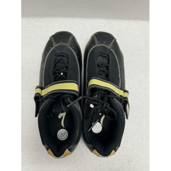 Specialized Women Cycling Shoes Black Gold Hook Loop Cleat Compatible Size 37 - Picture 3 of 5